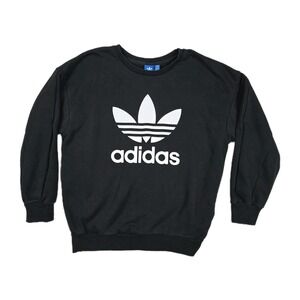 Adidas Trefoil Logo Sweatshirt Men's XS Long Sleeve Black Crew Neck Cotton